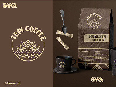 Tepi Coffee Logo brown coffee coffeecup coffeelogo coffeeshop dribblee logo tepi