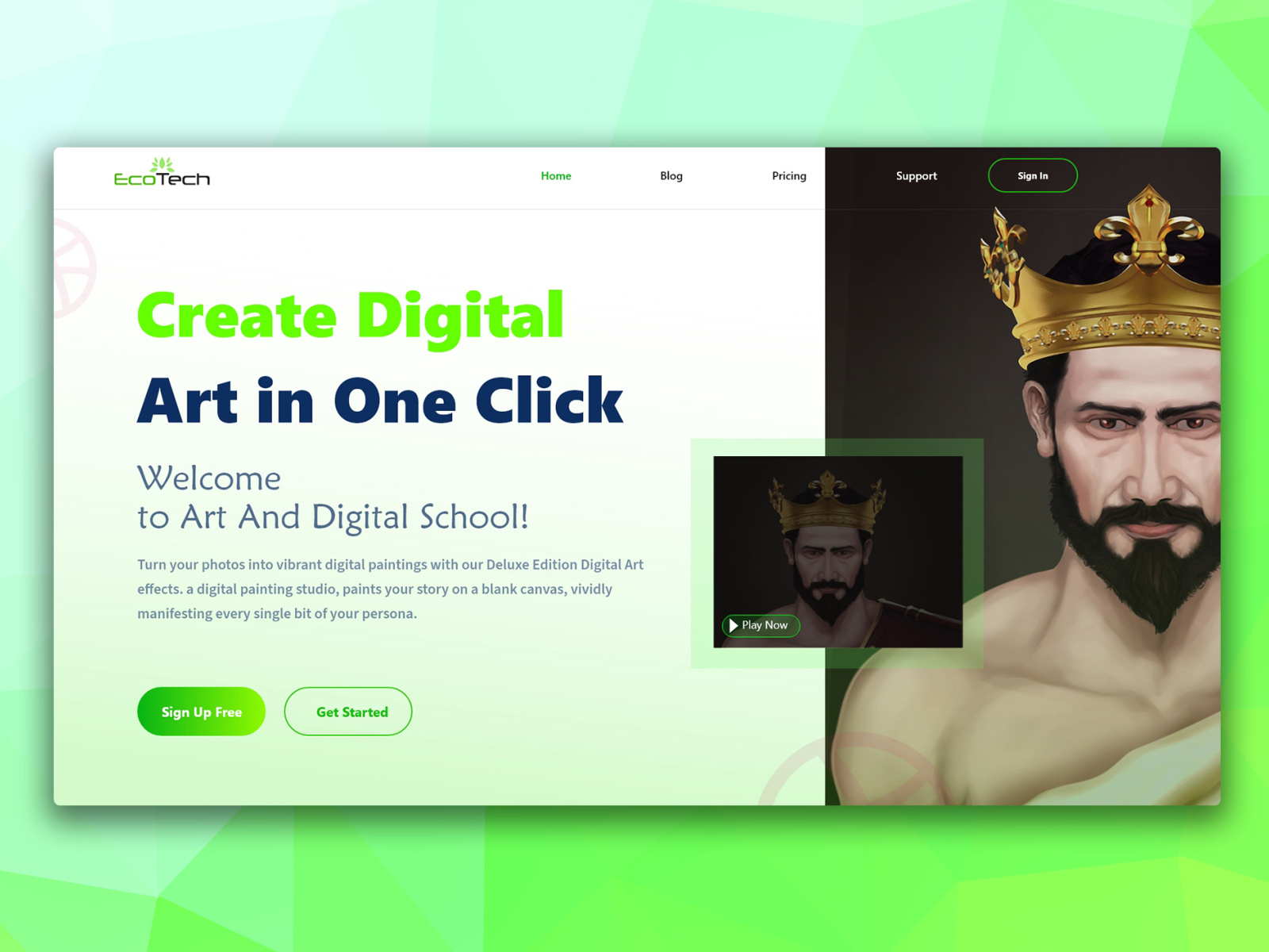 Digital Art web home page by Sathish Kumar on Dribbble