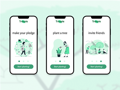 Onboarding for tree planting initiative design figma ui vector