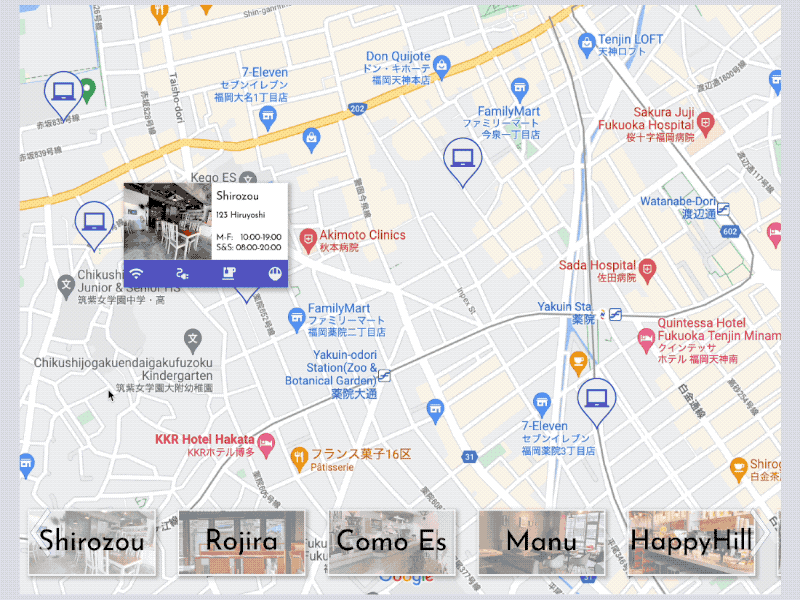 Interactive cafe map