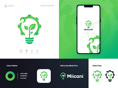 Miicani anshal anshal ahmed blub branding bulb green logo bulb leaf logo bulb logo design graphic design icon illustration logo logo design logo for sale logo maker sale