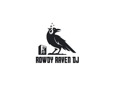 Rowdy Raven DJ Logo Design 2023 99designs logo dj logo music logo negative space logo raven raven logo rowdy raven dj