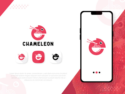 Chameleon Noodle 🍜 2023 chameleon chameleon logo chameleon noodle logo noodle logo red logo