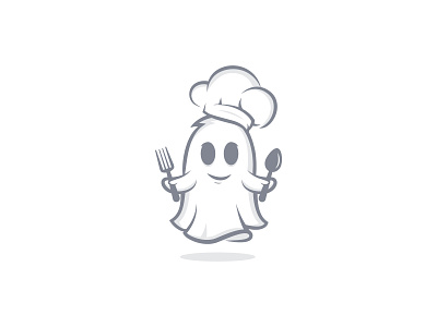Ghost Kitchen logo fire logo food branding food chef ghost ghost kitchen logo
