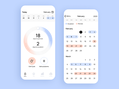 Periods tracker app app app design calendar design menstruation periods ui