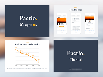 Pactio Keynote Deck experience journal journalist keynote media mobile mockup presentation slides trust ui