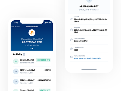 Lisk Mobile - Bitcoin Integration activity apps bitcoin flat icon icons interface minimal mobile mobile app transaction ui ux