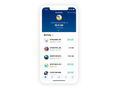 Lisk Mobile - Light and Dark Mode activity animation app apps bitcoin cryptocurrency dark icon icons interface ios light minimal mobile ui ux wallet