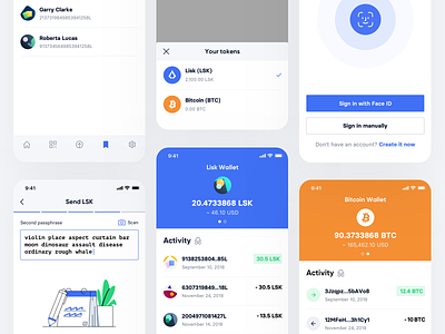Lisk Mobile Application app application apps bitcoin clean crypto wallet cryptocurrency design flat icon icons interface ios iphone mobile simple ui ux wallet