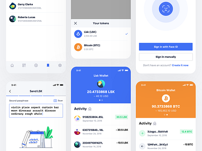 Lisk Mobile Application app application apps bitcoin clean crypto wallet cryptocurrency design flat icon icons interface ios iphone mobile simple ui ux wallet