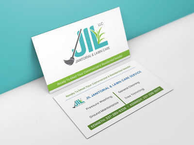 Janitorial and Lawn Care Company Business Card Design business card business card design businesscard graphic design illustrator janitorial lawn care