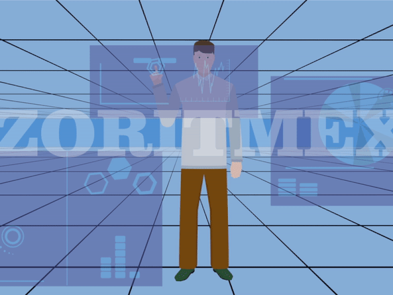 Man And UI by Zoritmex boss circle column data design diagram digital display future graph hi tech job man manager operate panel tech virtual work