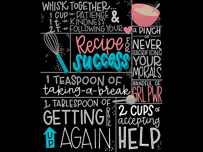 Recipe for Success cute design freehand letterer lettering letters procreate recipe success type