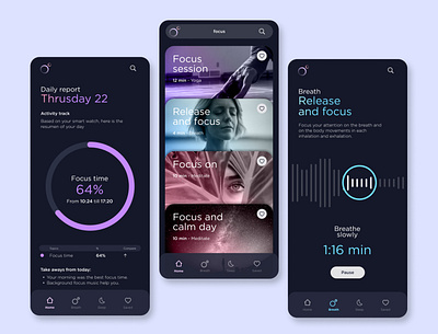 Relaxing exercises based on your day. app design digital meditation product design ui yoga