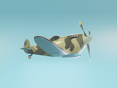 Day 10 - Spitfire 3d 3d art blender cartoon clean concept concept art design plane product design render spitfire