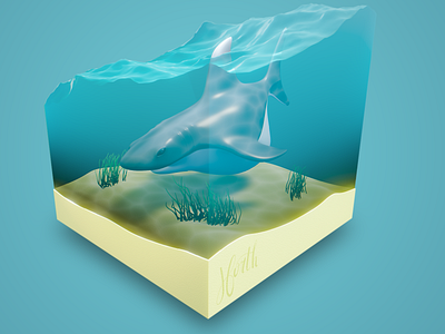 Shark Cube 3d 3d art blender cartoon character clean concept design different render