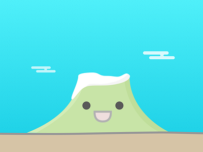 Dormant Volcano clouds cute green happy sky snow volcano