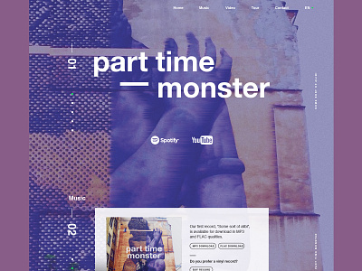 Part Time Monster creative music vinyl cover website design