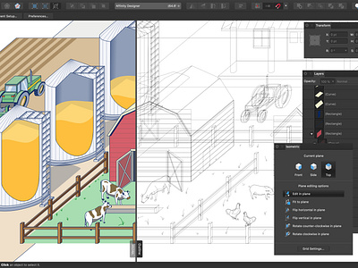 Farm scene - isometric illustration