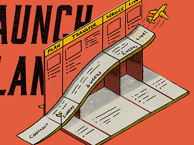 Launch Plan chart explainer flow illustration infographic information design isometric journey plan process retro user flow