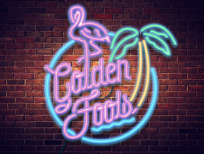 Golden Fools Logo branding dj edm flamingo illustration lettering logo logo design logotype msuician music branding neon tropical vector