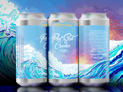 Post Sesh Crusher beach beer can beer can art beer can design beer can mockup beer label beer mockup beer packaging brewery brewery branding craft beer digital illustration illustration illustrator packaging packaging design surf surf art wave illustration