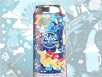 "Nice Day for a Pabst!" - PBR Art Can Contest Submission art can contest art can contest beer beer art beer can beer can design beer label beer label design beer packaging contest submission illustraion illustrator pabst blue ribbon pabst blue ribon packaging pbr vector vector art vector illustration