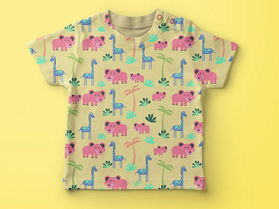 Cute Safari Tee - Children's Surface Pattern cute elephant illustration illustrator kids art nursery pattern pattern design surface design surface pattern surface pattern design textile