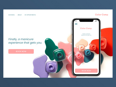 Landing Page – Color Camp 003 color camp daily ui 003 daily ui challenge dailyui design desktop desktop design desktop ui mobile mobile ui nail polish ux