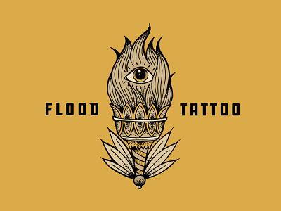 Flood Tattoo artist illustration logo logo design tattoo tattoo shop type treatment
