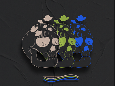 “Dead Faces” 3 adobe art design flowers graphic design illustration illustrator photoshop skulls