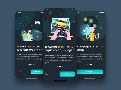 GamePin Onboarding app game gamer illustration illustrator mobile app mobile app design mobile design onboarding onboarding screen ui ui ux ui design uidesign user experience user interface user interface design userinterface ux design uxdesign