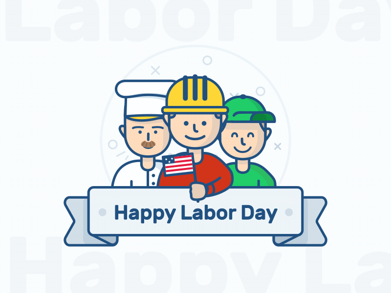 Happy Labor Day! animation character cute flat gif illustration labor day lined mlsdev outline