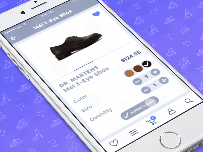 Shoesy app design animation application blue concept design e commerce gif ios mlsdev shoe shop