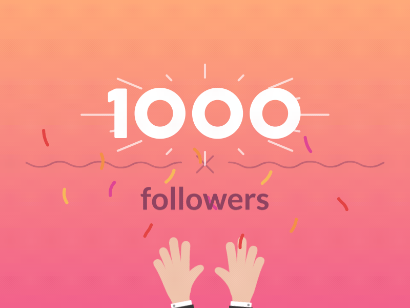 1000 Followers! 1000 after effects animation celebration dribbble followers gif hands motion orange