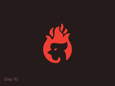 Daily Logo 10/50 - Red Fire Rooster Logo