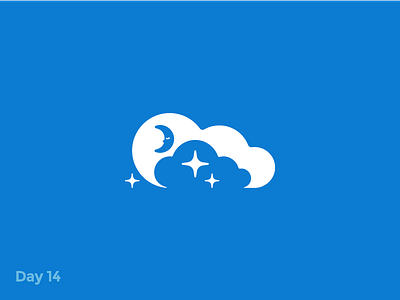 Daily Logo 14/50 - Cloud Logo branding cloud dailylogochallenge fill fly logo mark moon negative space sky star symbol logo