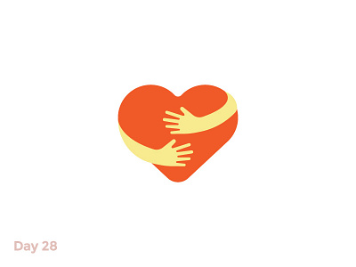 Daily Logo 28/50 - Heart Logo branding dailylogo dailylogochallenge flat hand heart hug illustration logo love mark valentines day