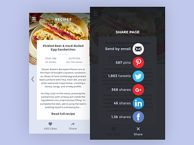 Daily UI 010/100 - Social Share 010 clean daily challenge dailyui design layout mobile page recipe share social ui ux