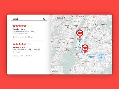 Daily UI 020/100 - Location Tracker 020 care daily challenge dailyui heart list location map pin tracker ui ux
