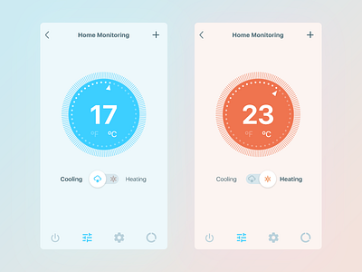 Daily UI 021/100 - Home Monitoring Dashboard 021 app cooling daily challenge dailyui heating home monitor dashboard icon smart toggle ui ux