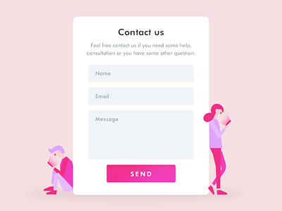 Daily UI 028/100 - Contact Us 028 character contact form daily challenge dailyui device flat input pink text field ui ux