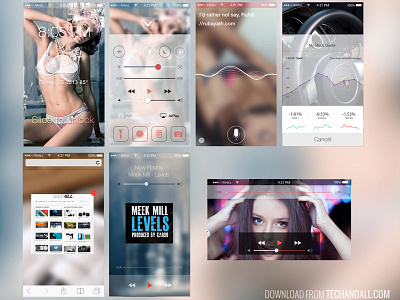 iOS7 UI Components app components freebie graph ios7 iphone ui kit menu player psd ui