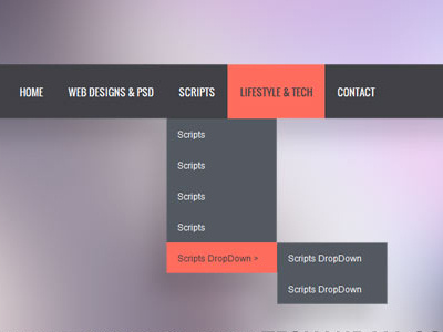 CSS Dropdown Menu colors css css menu demo dropdown flat freebie google font navigation psd ui ux