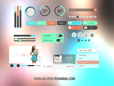 Ui Kit PSD audio buttons dropdowns interface loader psd scroller search ui ui kit ux video