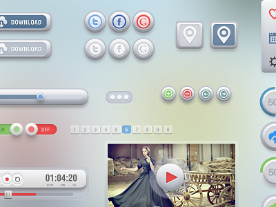 PSD Ui Components "Neo" audio buttons interface pages psd scroller ui ui kit ux video