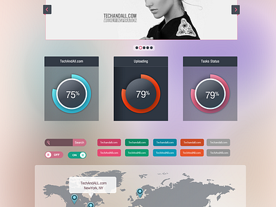 Free PSD - Web UI Components button clean flat interface layout map psd slider ui ux web widget