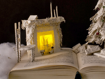 Christmas books book sculpture paper sculpture