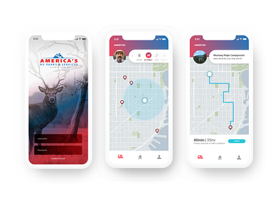 America's RV Parks & Services Mobile App map mobile app design ui ux design ux design