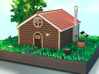 Cabin Low poly 3dmodel blender blender3d cabin color cycles design homer house lowpoly nature photoshop render